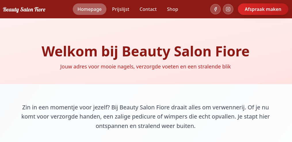 Beauty Salon Fiore website